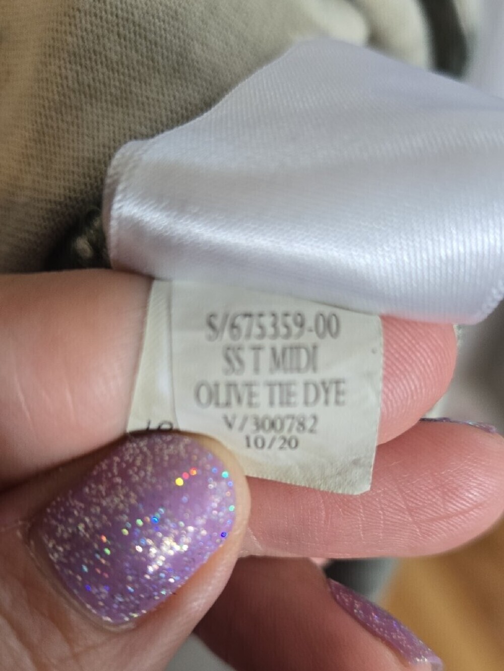 Old Navy Olive Green Cream Tie-Dye Short Size Slits Sleeve Midi Dress Size Small - Picture 7 of 8